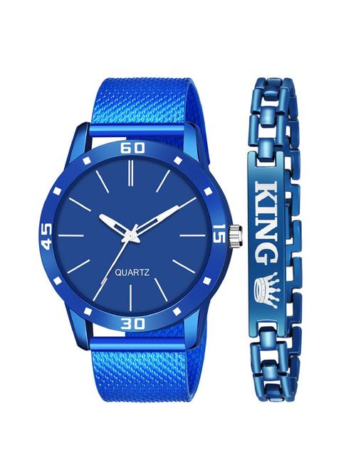 kajaru new fancy stylish - blue pu strap & blue king bracelet combo watch - 18384287 - Very Small Image - 1