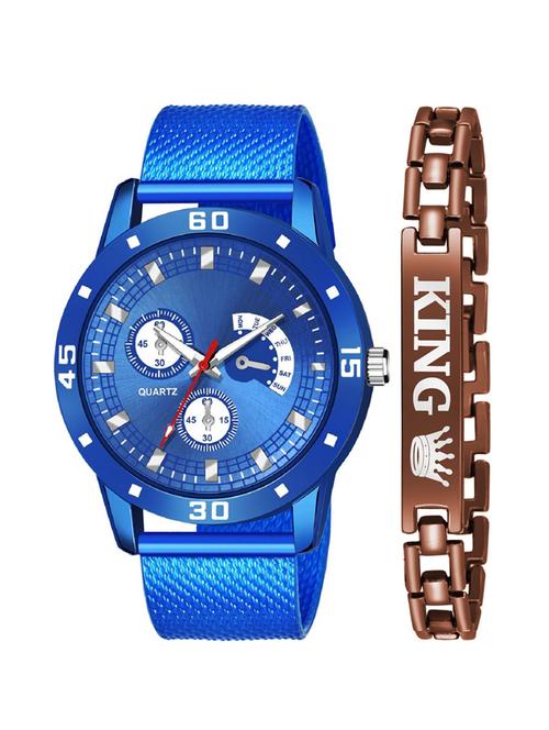 kajaru new fancy stylish - brown pu strap & brown king bracelet combo watch - 18384351 - Very Small Image - 1