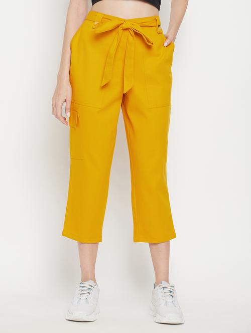 tie front solid cropped trouser - 18384481 - Very Small Image - 1