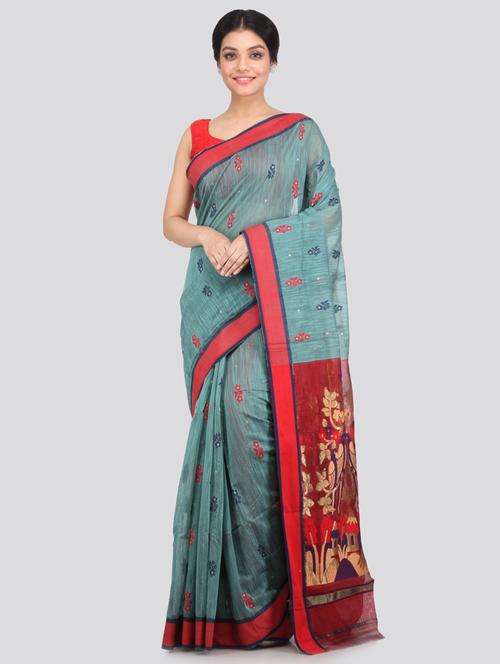 self design handloom saree with blouse - 18384564 - Very Small Image - 1