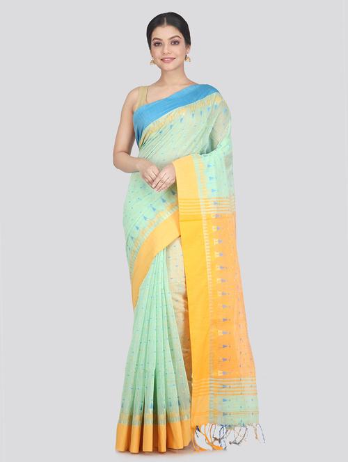 self design handloom saree with blouse - 18384623 - Very Small Image - 1