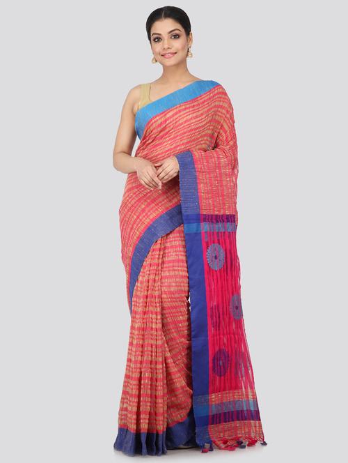 self design handloom saree with blouse - 18384647 - Very Small Image - 1
