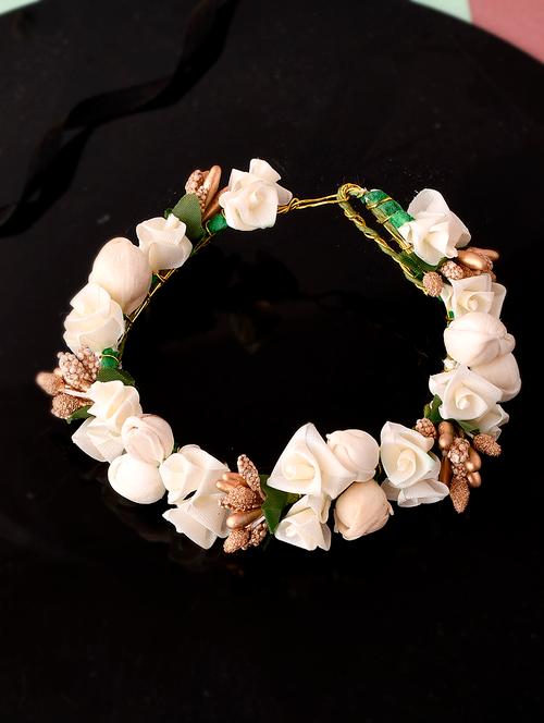 women cream & gold toned embellished hair accessory set - 18385034 - Very Small Image - 1