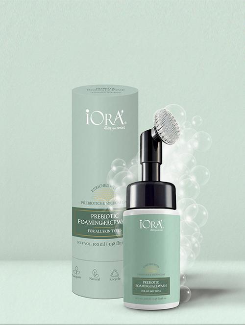 iora's prebiotic foaming facewash with silicone brush - organic cleanser with superfoods and seabuckthorn extracts - 18385761 - Very Small Image - 1