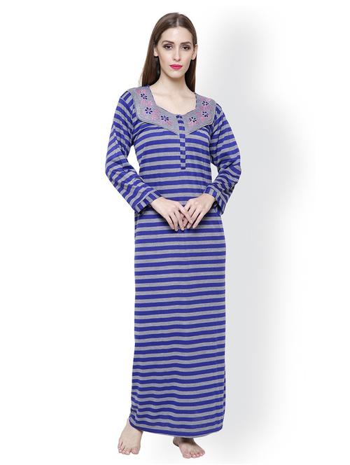 long sleeved printed nighty - 18385788 - Very Small Image - 1