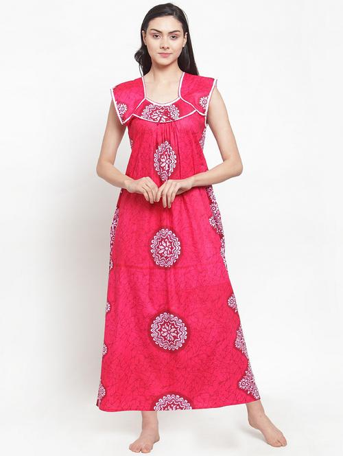 sleeveless printed nighty - 18385818 - Very Small Image - 1