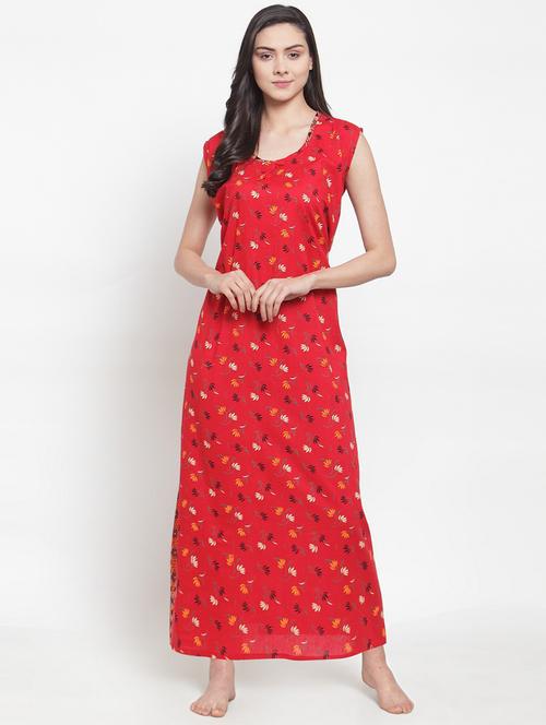 sleeveless printed nighty - 18385830 - Very Small Image - 1