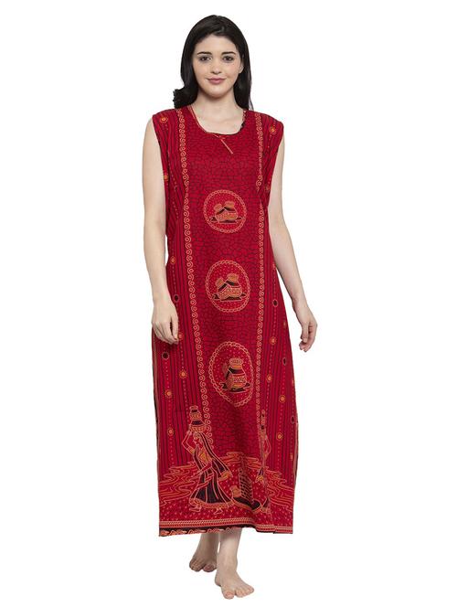 sleeveless printed nighty - 18385902 - Very Small Image - 1