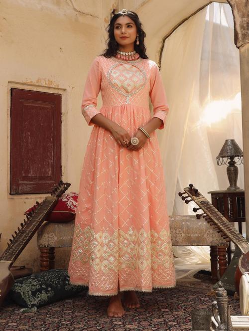 gota work anarkali kurta - 18385974 - Very Small Image - 1