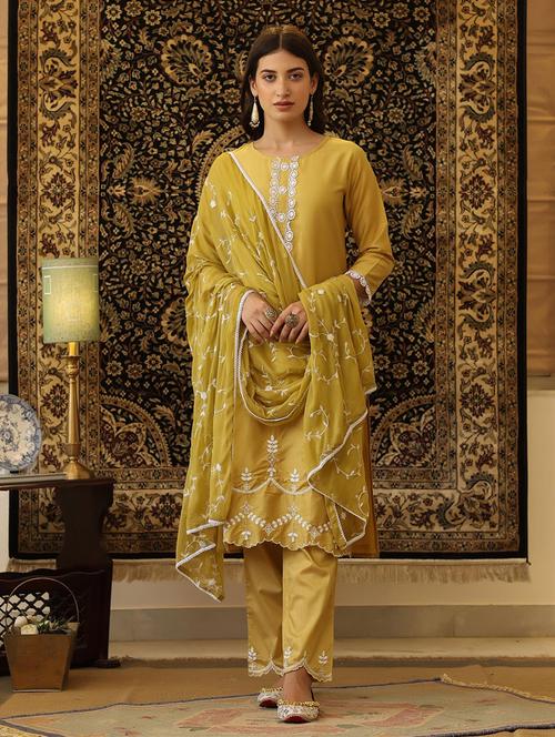 yellow jaam silk suit set - 18386129 - Very Small Image - 1