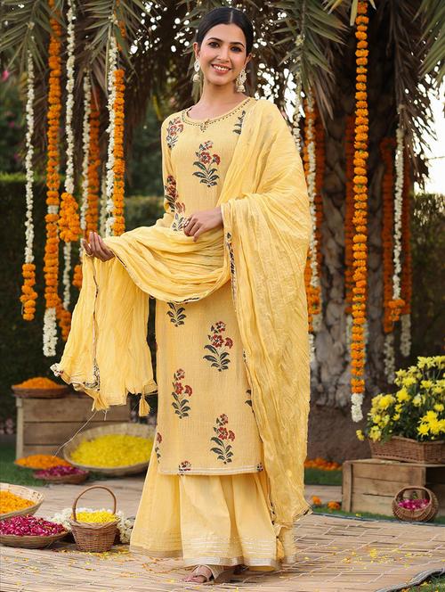 yellow modal kurta sharara set - 18386166 - Very Small Image - 1