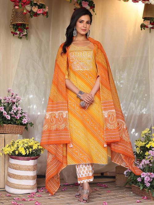 yellow cotton suit set - 18386183 - Very Small Image - 1