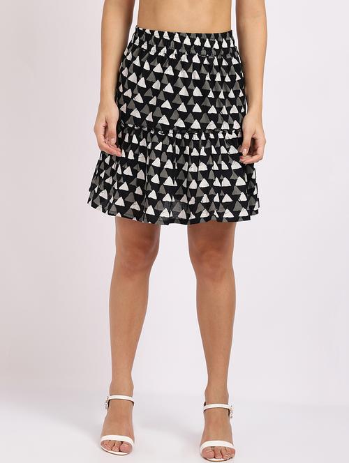 mid rise printed flared skirt - 18386226 - Very Small Image - 1