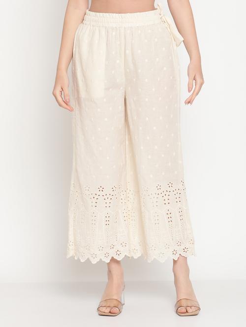 beige solid palazzo - 18386267 - Very Small Image - 1