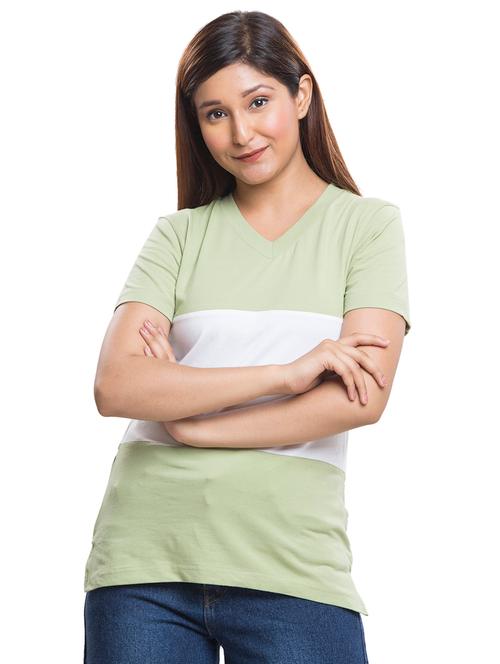 v-neck color block tee - 18386718 - Very Small Image - 1