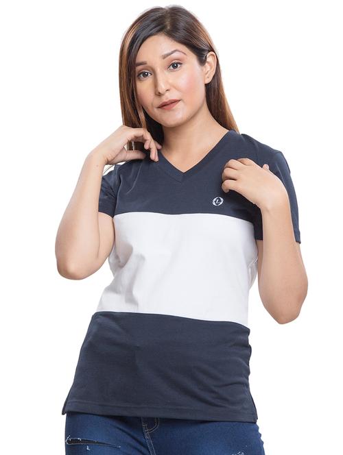 v-neck color block tee - 18386719 - Very Small Image - 1
