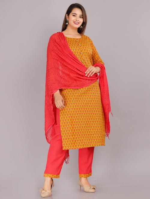 yellow cotton kurta pant set - 18386795 - Very Small Image - 1