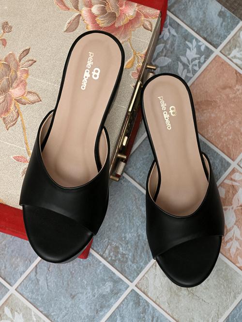 black synthetic slip on sandals - 18386922 - Very Small Image - 1