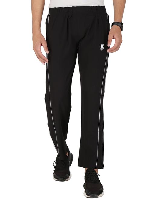 black solid ankle length track pant - 18387522 - Very Small Image - 1