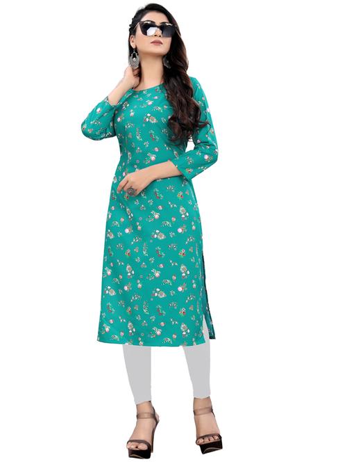 green printed straight kurta - 18387897 - Very Small Image - 1