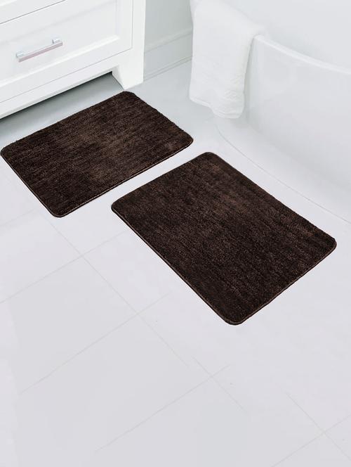dr.soft dark brown plush soft microfiber anti slip bathmat 35x50 cms - pack of 2 - 18388181 - Very Small Image - 1
