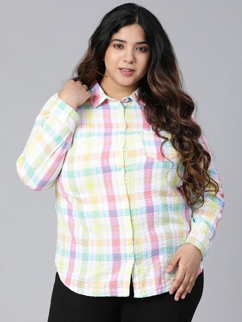 long sleeved checkered plus shirt - 18388428 - Very Small Image - 1