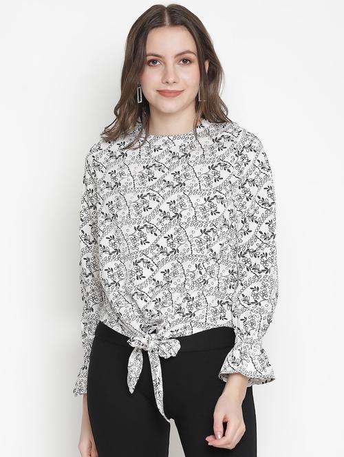 tie front floral top - 18388440 - Very Small Image - 1