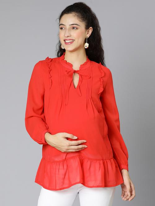 tie up neck maternity wear top - 18388465 - Very Small Image - 1