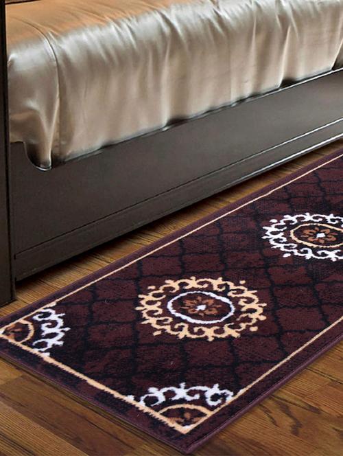 gaba super soft modern damask design bedside runner-(48x150 cm,brown) - 18388600 - Very Small Image - 1