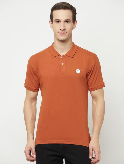 orange solid polo t-shirt - 18388920 - Very Small Image - 1