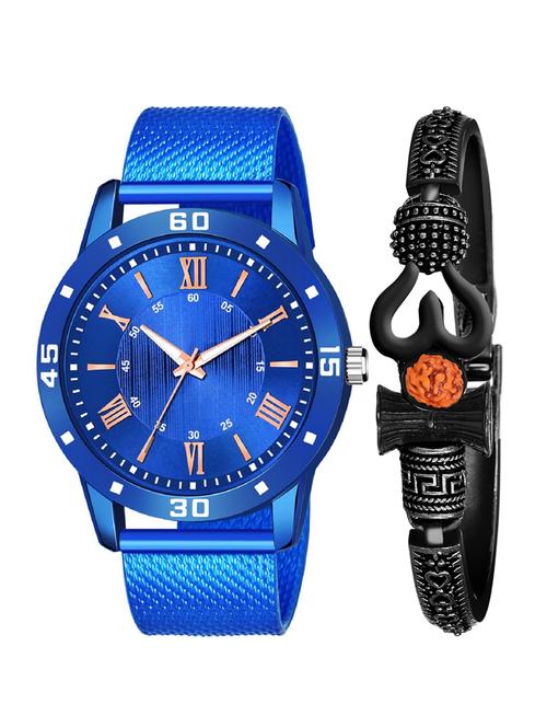 kajaru new fancy stylish - brown pu strap & mahadev bracelet combo watch - 18389148 - Very Small Image - 1