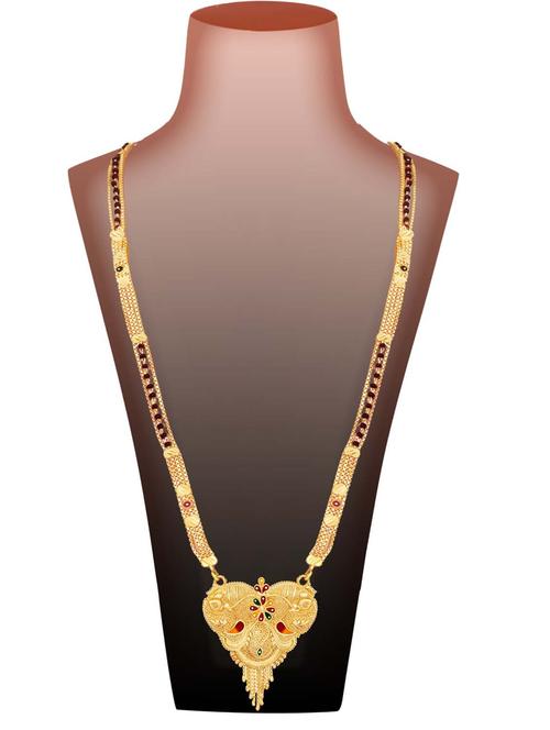 gold plated meenakari mangalsutra - 18390083 - Very Small Image - 1