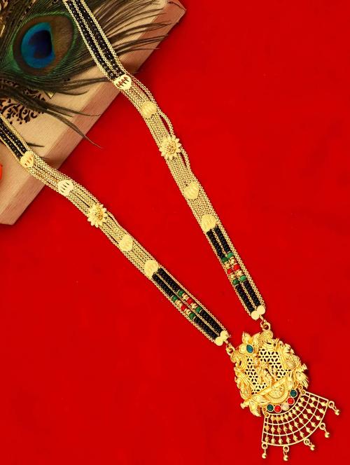gold plated meenakari mangalsutra - 18390096 - Very Small Image - 1