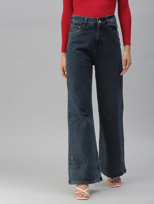 women's plain wide leg jeans - 18390306 - Very Small Image - 1