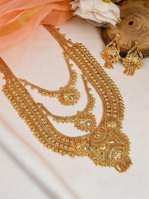 gold brass necklaces and earring - 18390392 - Very Small Image - 1