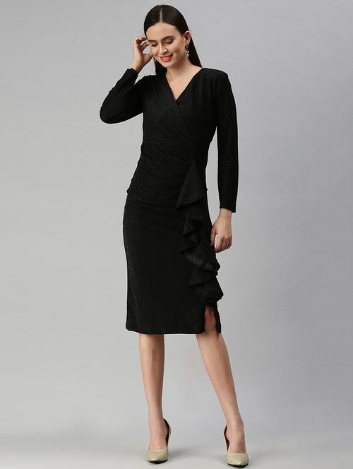 v-neck solid bodycon dress - 18390459 - Very Small Image - 1
