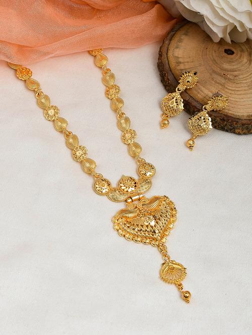 gold brass necklaces and earring - 18390501 - Very Small Image - 1