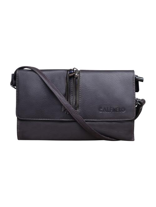brown solid regular sling bag - 18390614 - Very Small Image - 1