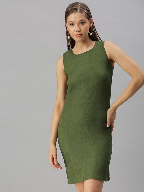 round neck solid sheath dress - 18390645 - Very Small Image - 1