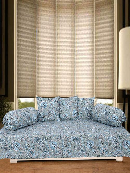 texstylers 100% cotton jaipuri allover print 200 tc paisley set of 6 pcs's diwan set - 18390679 - Very Small Image - 1