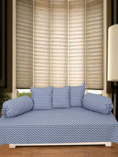 texstylers 100% cotton jaipuri allover print 200 tc stripe pattern set of 6 pcs's diwan set - 18390686 - Very Small Image - 1