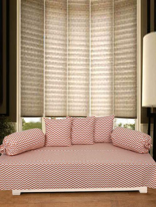 texstylers 100% cotton jaipuri allover print 200 tc stripe pattern set of 6 pcs's diwan set - 18390688 - Very Small Image - 1