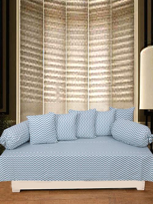 texstylers 100% cotton jaipuri allover print 200 tc stripe pattern set of 8 pcs's diwan set - 18390697 - Very Small Image - 1