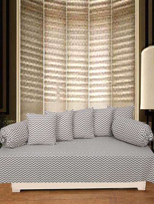 texstylers 100% cotton jaipuri allover print 200 tc stripe pattern set of 8 pcs's diwan set - 18390699 - Very Small Image - 1