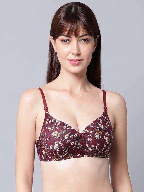 maroon floral t-shirt bra - 18390749 - Very Small Image - 1