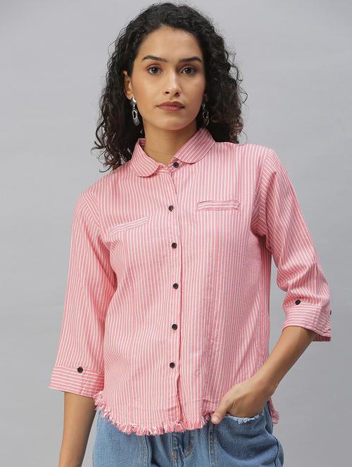 shirt collar striped regular shirt - 18390862 - Very Small Image - 1