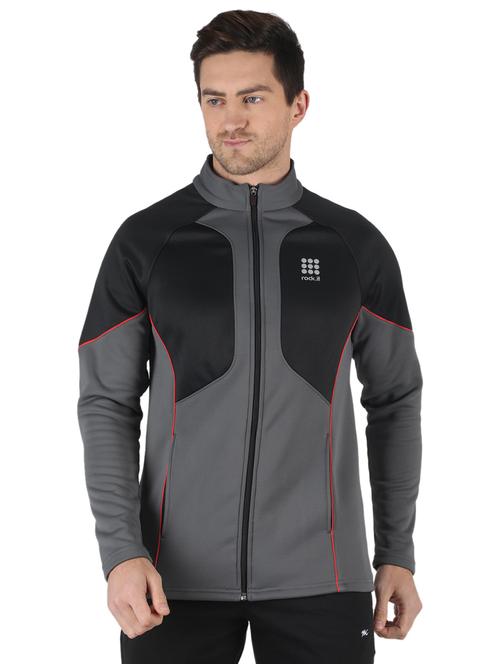 grey clorblocked casual jacket - 18390883 - Very Small Image - 1
