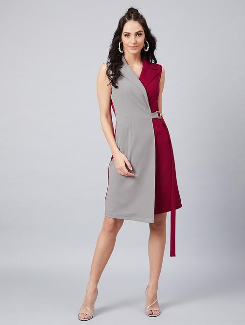sleeveless color-blocked wrap dress - 18391218 - Very Small Image - 1