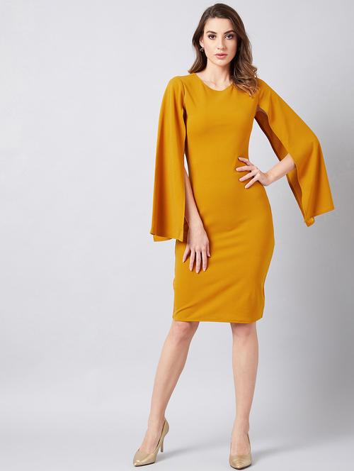 long sleeved solid bodycon dress - 18391249 - Very Small Image - 1