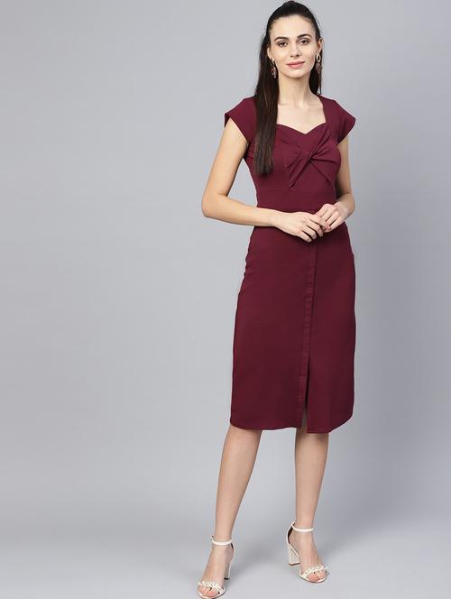 cap sleeved solid bodycon dress - 18391288 - Very Small Image - 1